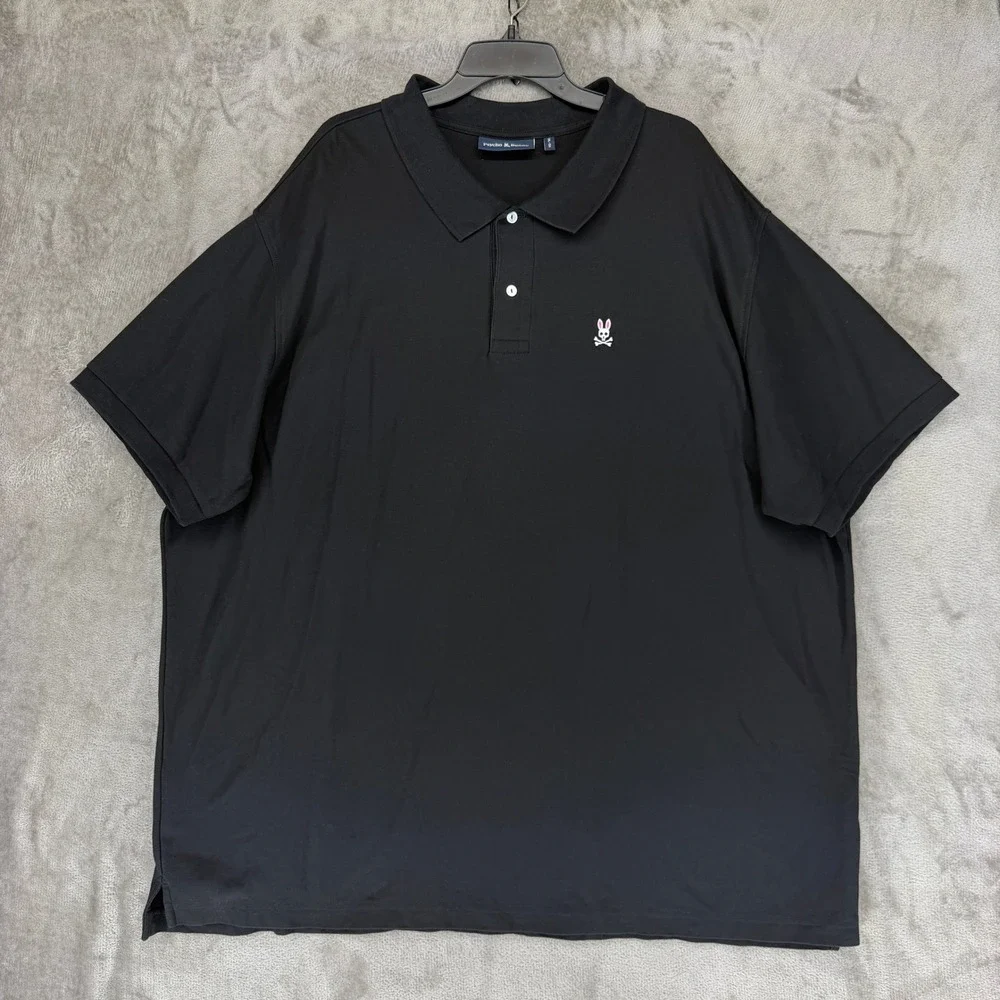 Psycho Bunny Polo Shirt Mens 5XL B9K001CRPC Black Pima Cotton EUC